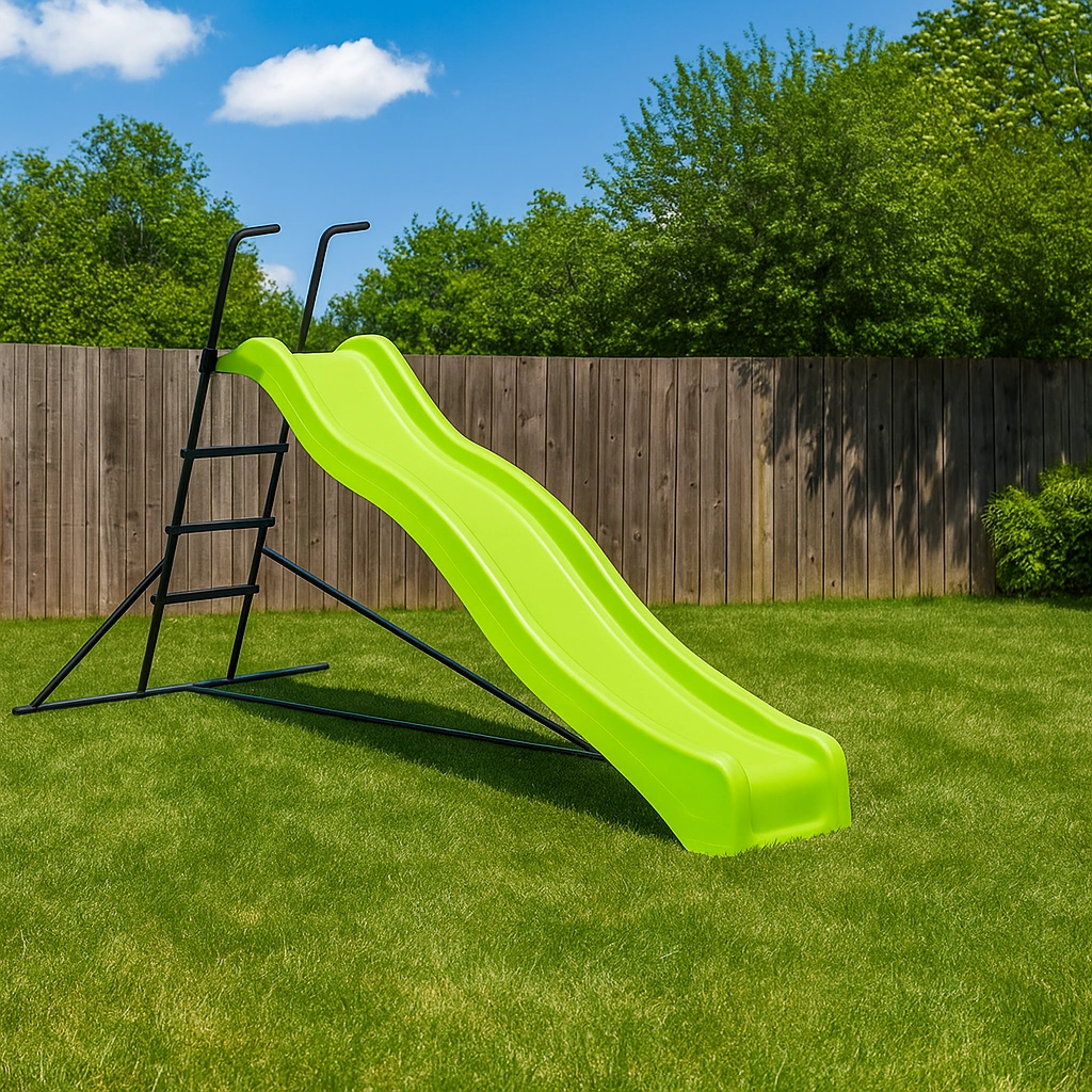 Grüne Rutsche, Kunststoff, ideal für den Außenbereich, 180 x 100 x 120 cm