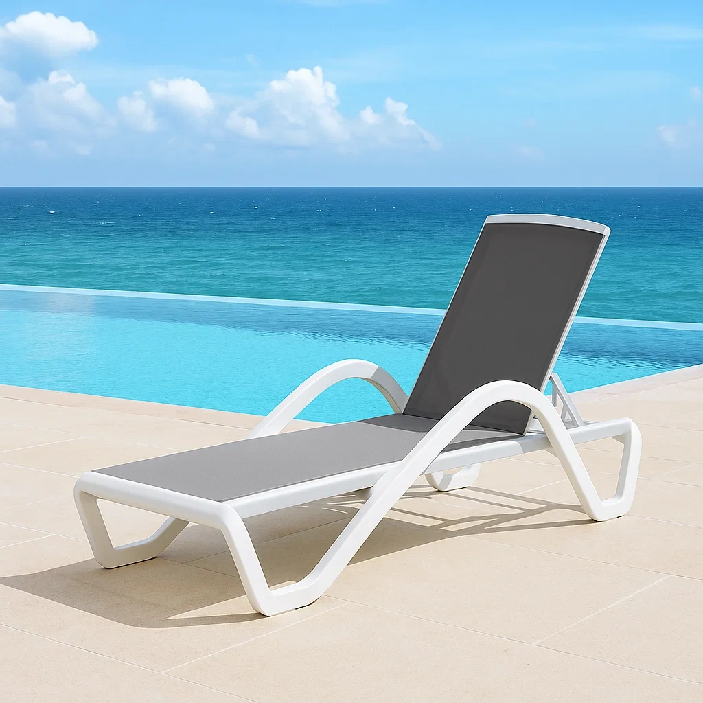 Transat de jardin, blanc, aluminium, pour usage extérieur, 170 x 68 x 93 cm