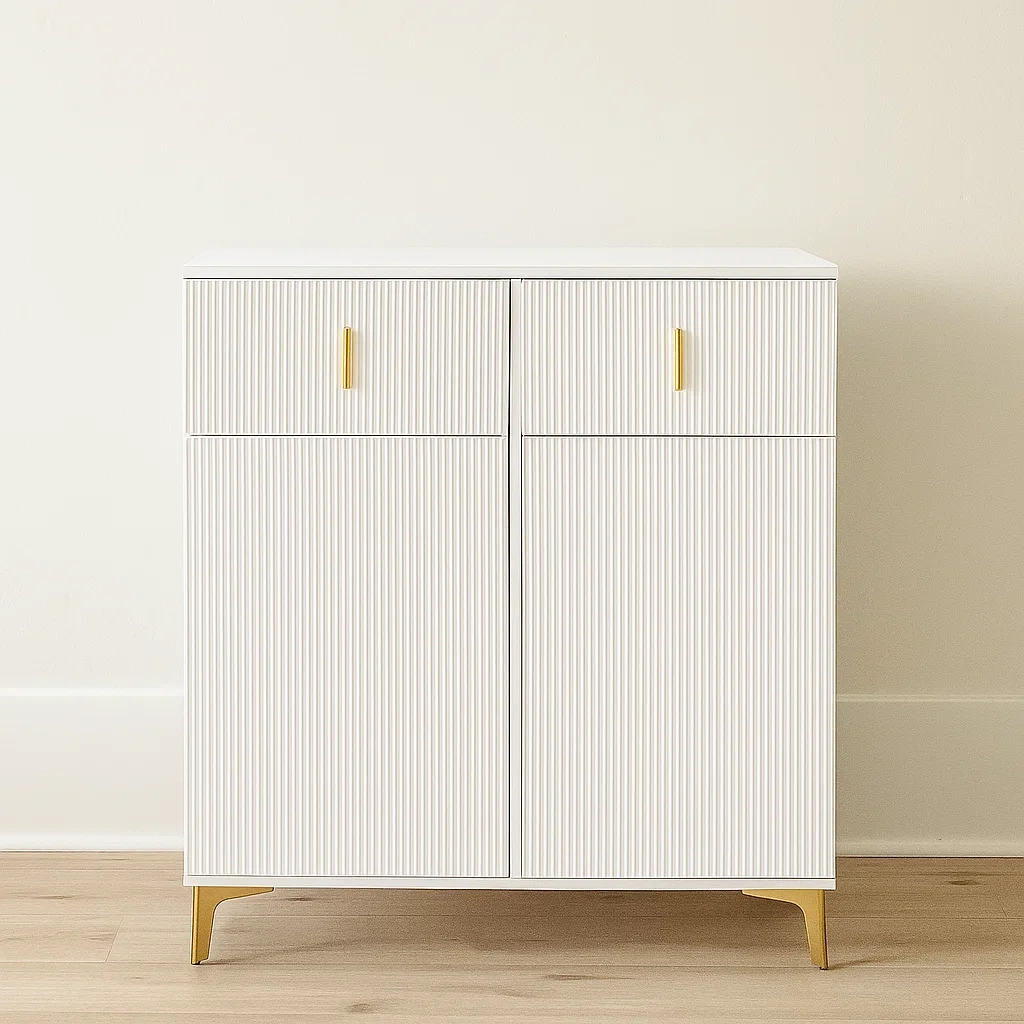 Étagère à chaussures moderne en panneaux de particules blancs pour entrée ou chambre 82×35×101 cm - TJs1YFhjbhRz