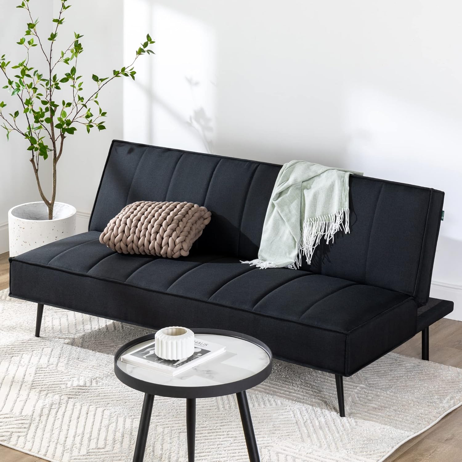 Zinus Quinn Click Clack Schlafsofa – 2-in-1-Klappsofa – Ideal für Gästezimmer und kleine Räume – Grau