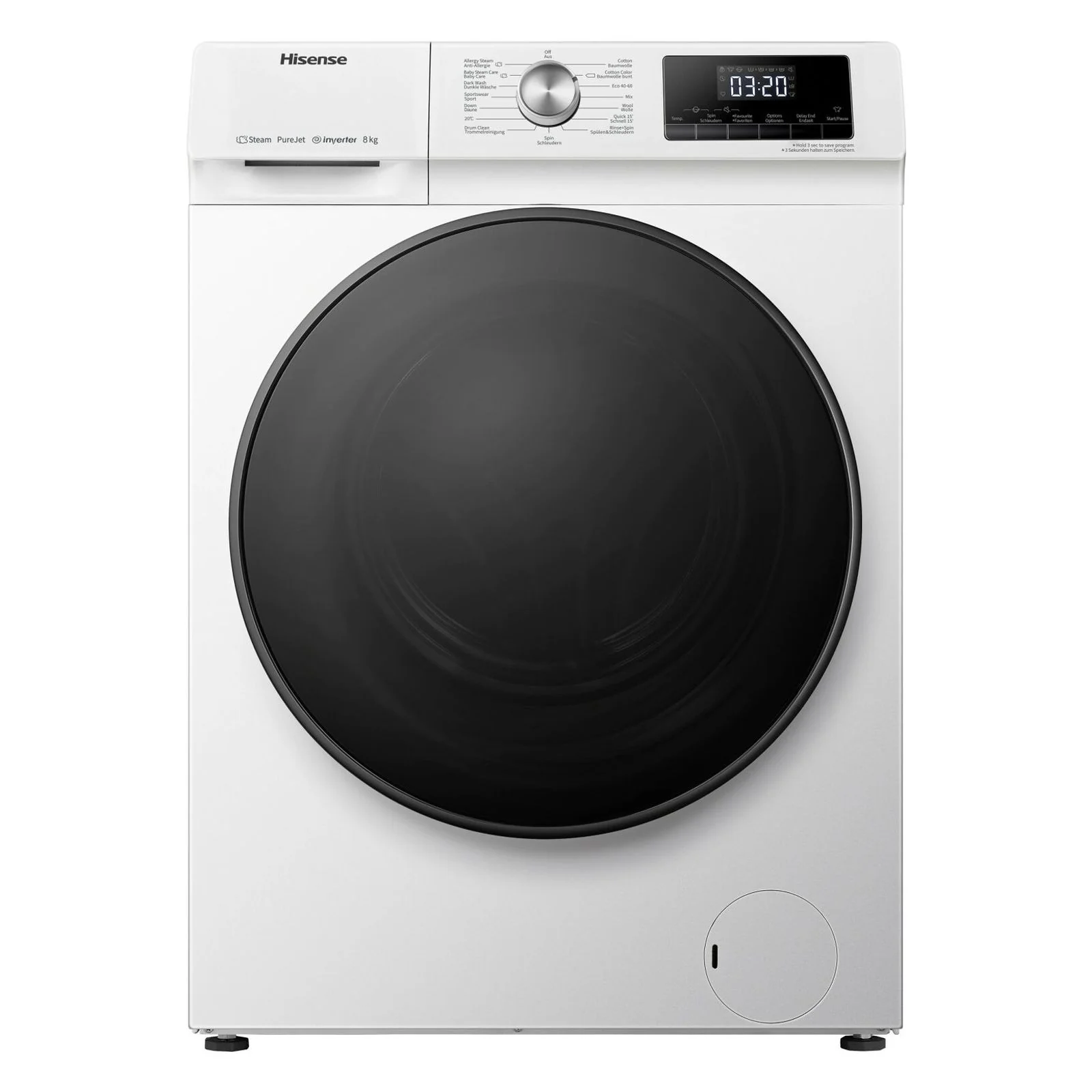 Hisense WFQA8014EVJM Frontlader-Waschmaschine, Baujahr 2025. 8 kg. 1400 U/min. Weiß.