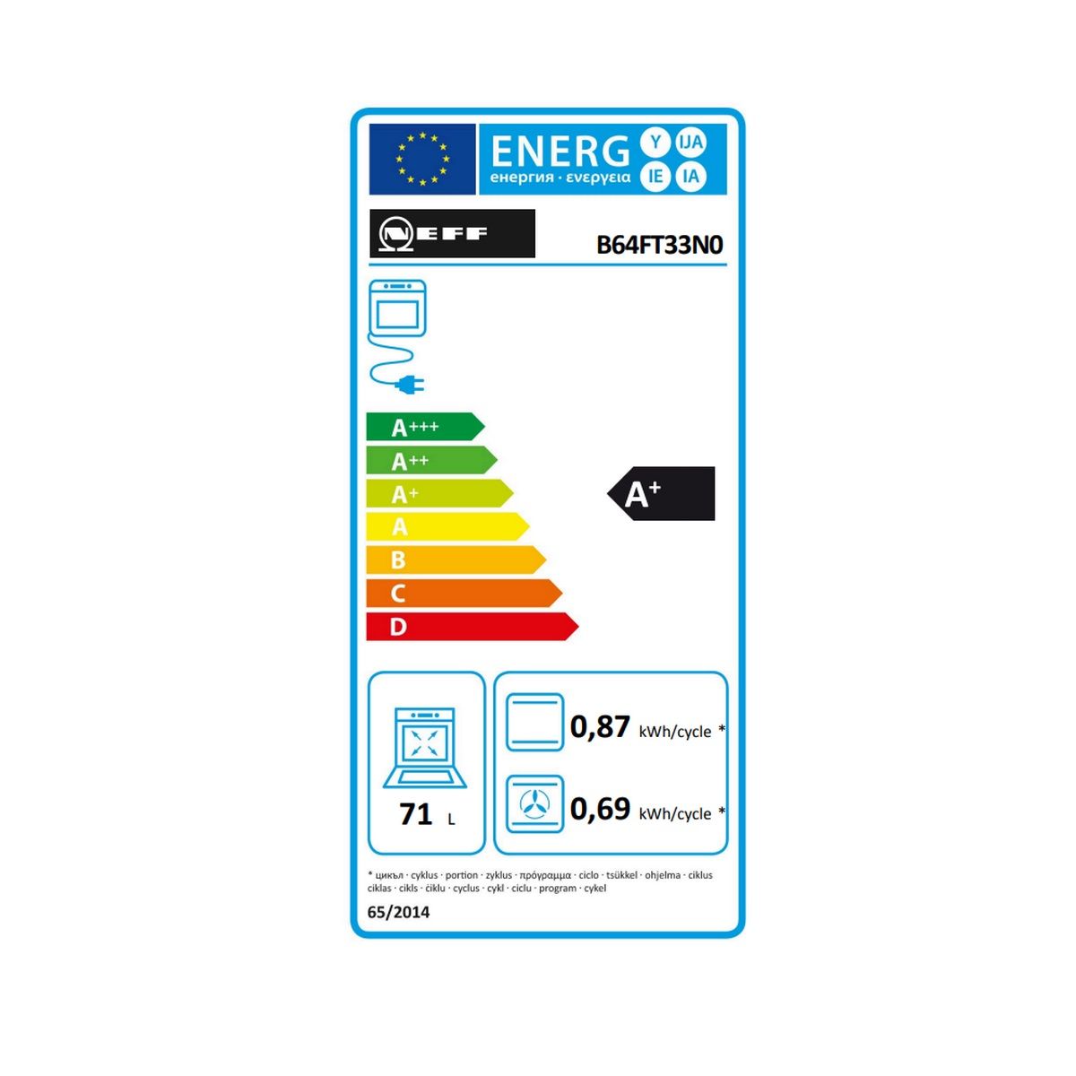 Neff Einbau-Dampf-Kombibackofen 71 l 60 cm A+ EcoClean Schwarz - B64ft33n0