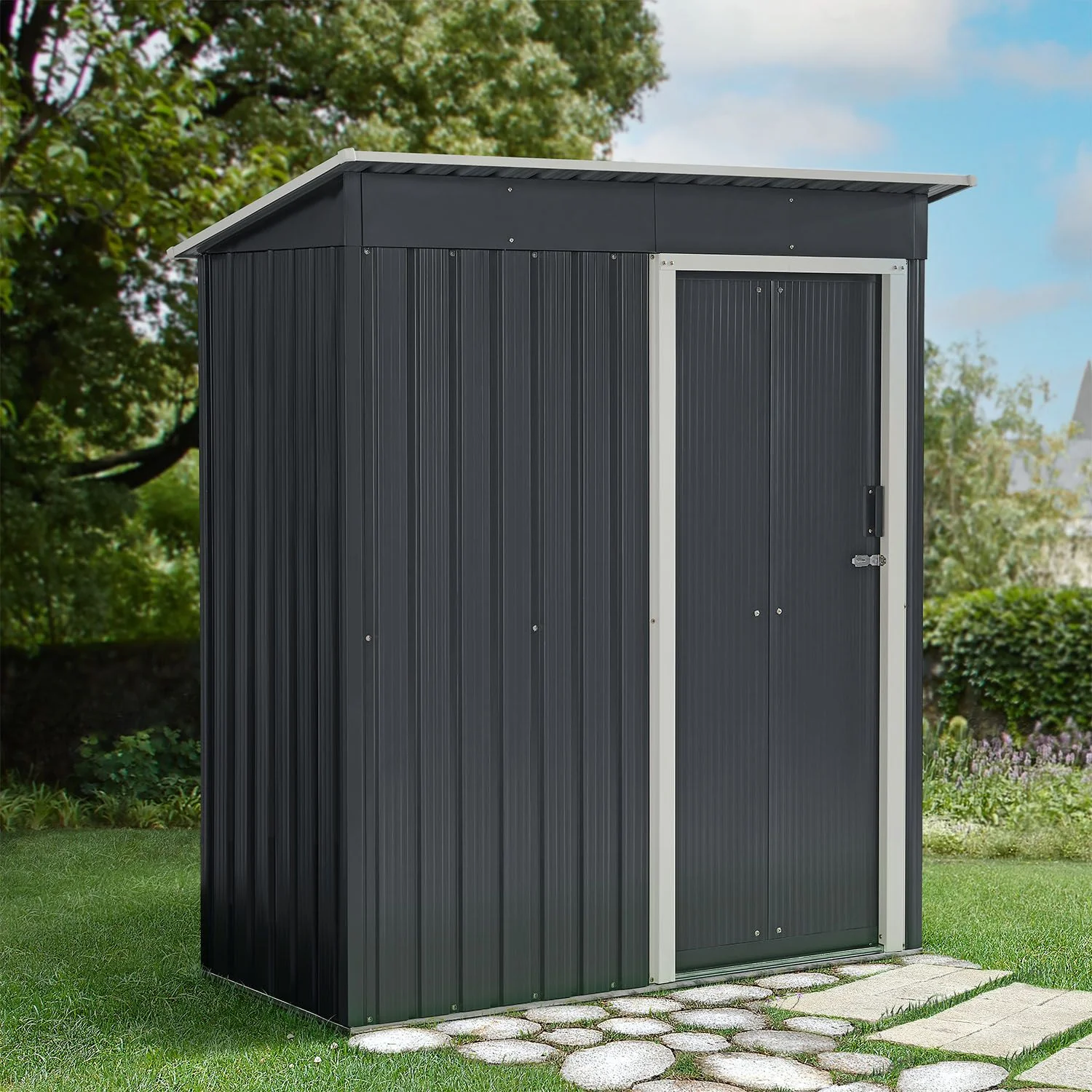 Metall-Gartenhaus S, Baujahr 2025, mit Schrägdach