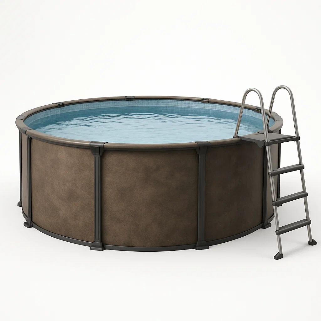Piscine tubulaire ronde 298 x 96 cm, marron/noir, avec filtre et échelle TbWfhYX237FX