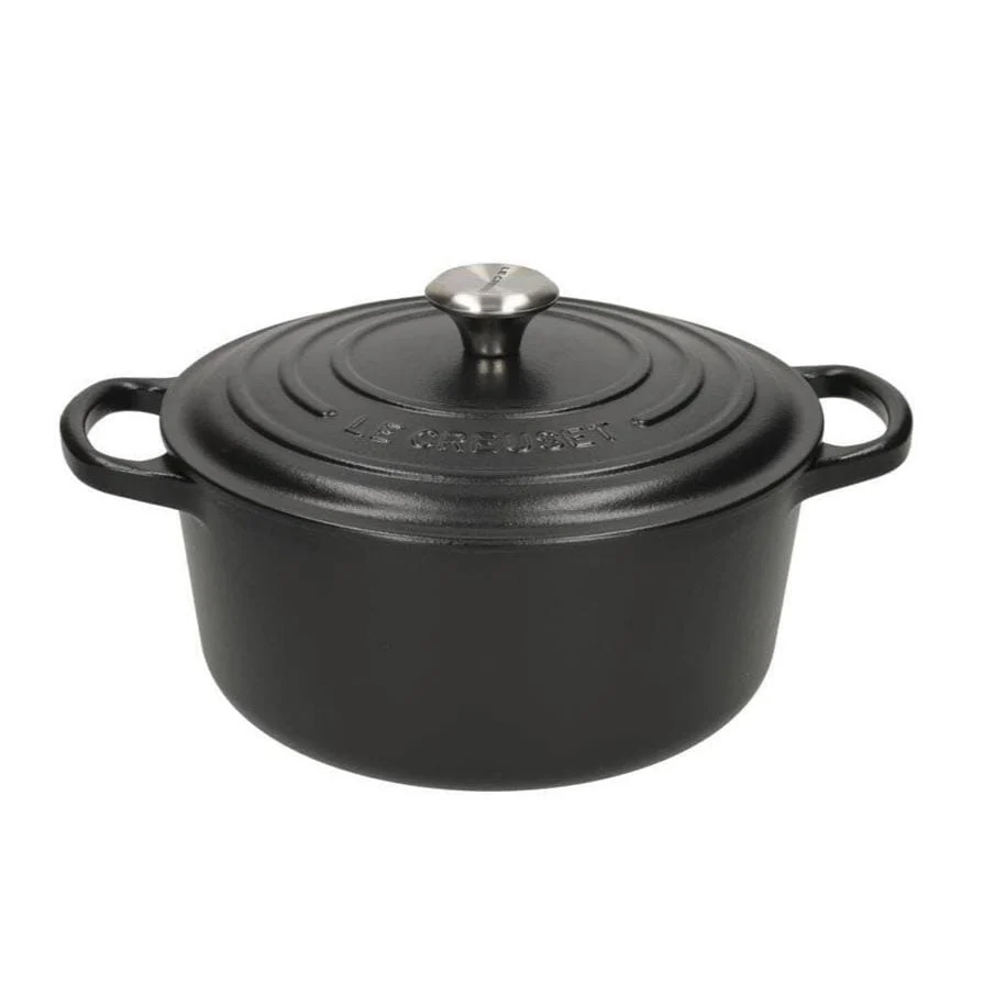 2025 Le Creuset - Signature Runde Kasserolle/Bratpfanne Matt Schwarz 18 cm 1,8 l (schwarzer Innenraum)