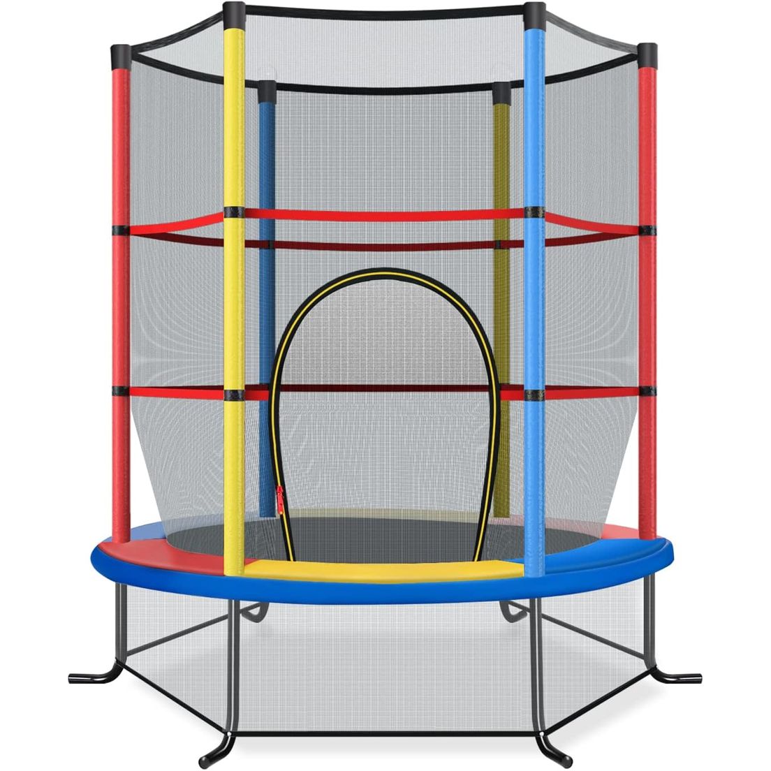 Kindertrampolin mit Sicherheitsnetz und Sprungpolster, Costway, 165 x 165 x 161 cm, farbig