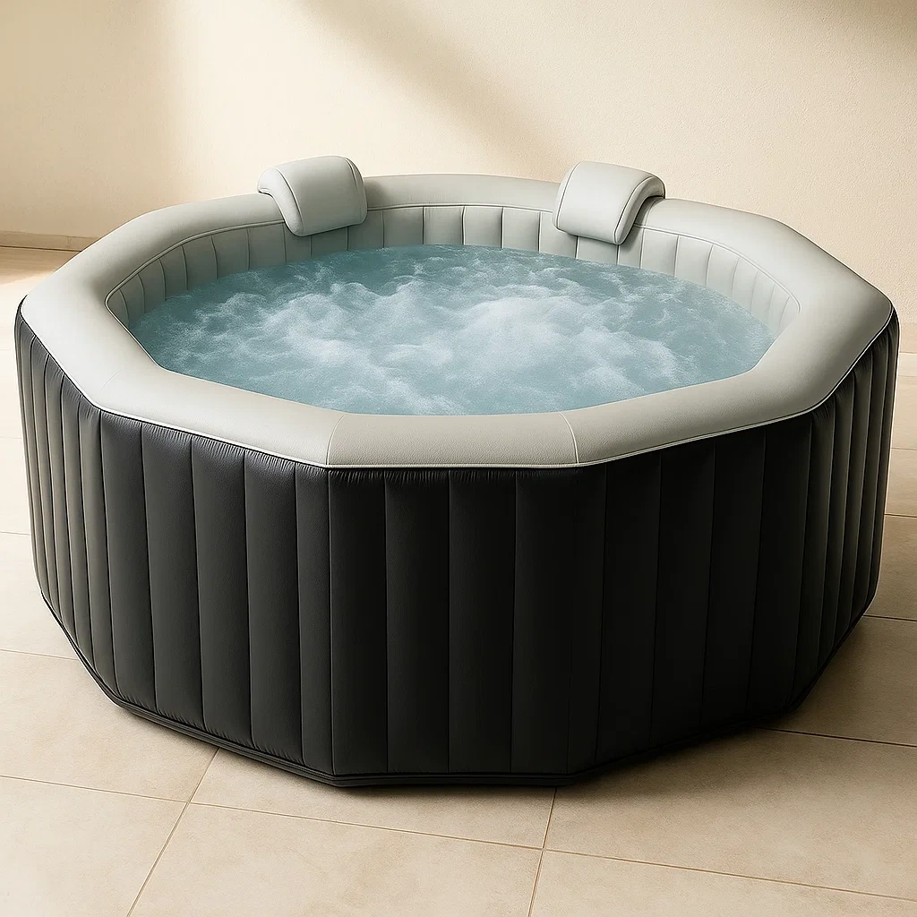 Spa gonflable 185 x 185 x 71 cm, 6 places, octogonal, gris/blanc, IyXNwGb352hF
