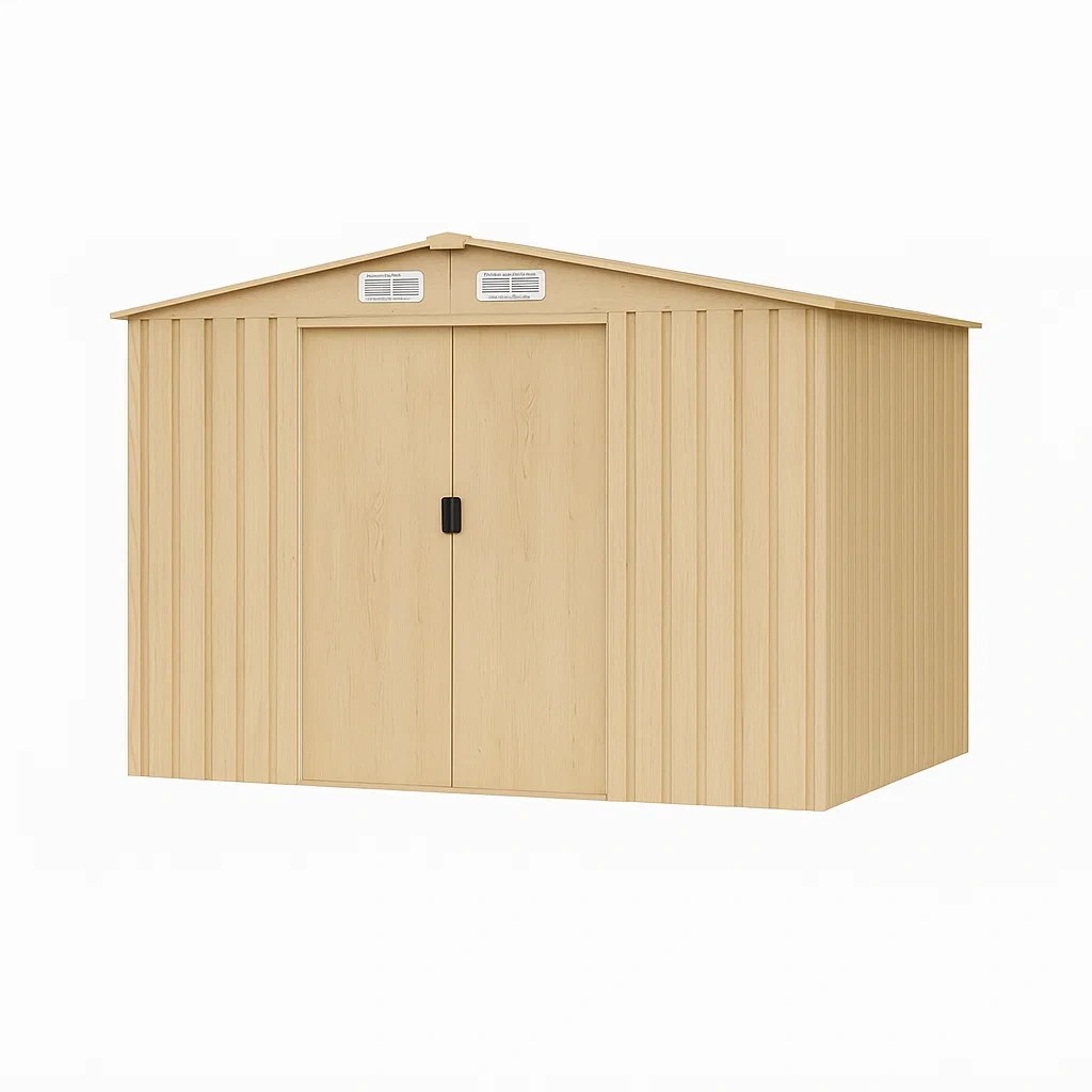 Abri de jardin en acier galvanisé imitation bois, 8,1 m² - BXLpySX147oa