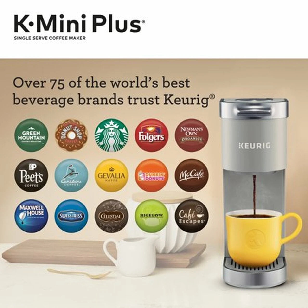 Keurig K-Mini Plus Einzelportions-Kaffeemaschine, K-Cup-Kapseln, Studiograu