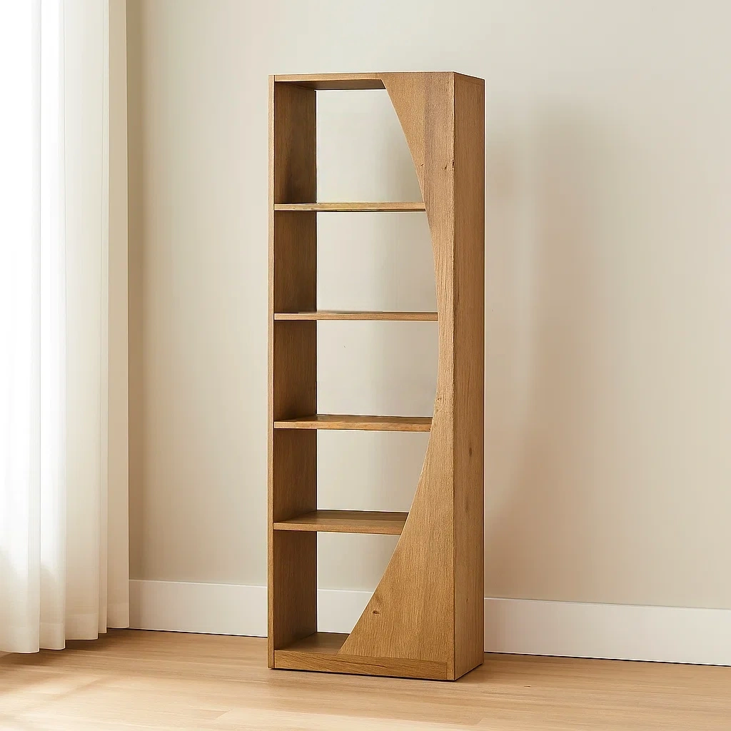 Étagère ouverte à 5 niveaux, en MDF couleur chêne moyen, à poser, idéale pour le salon ou la chambre, 60 x 24 x 180 cm - D266dbiSF4wM