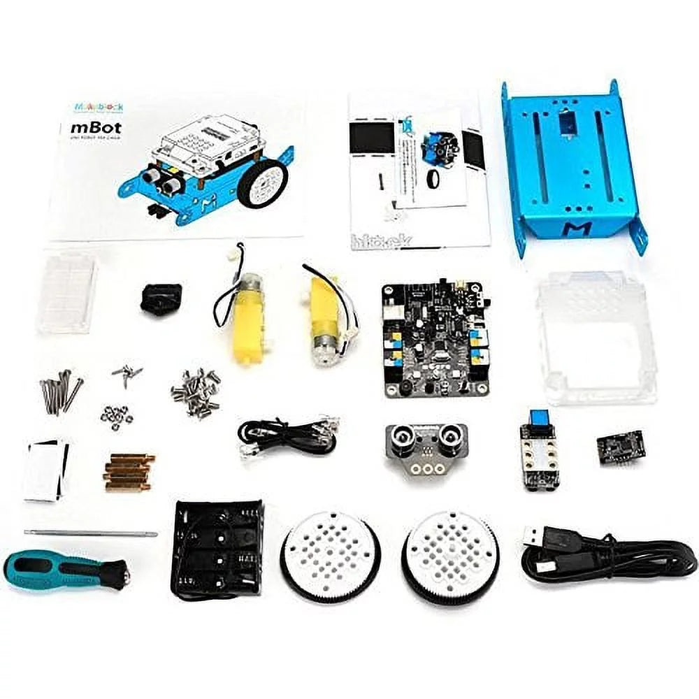 Makeblock DIY mBot Kit (Bluetooth-Version) – MINT-Bildung – Arduino – Scratch 2.0 – Programmierbarer Roboterbausatz für Kinder zum Programmierenlernen, Familie, Blau