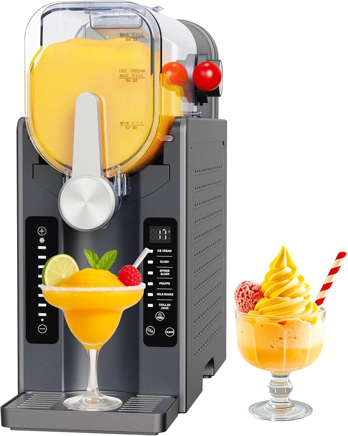2025 UJR Slush-Eis-Maschine – All-in-One-Slush-Eis-Maschine ohne Eis mit Echtzeit-Temperaturanzeige, Selbstreinigung und 6 voreingestellten Modi | Margaritas, Cocktails, Frappés, Eiscreme, Smoothies, Milchshakes