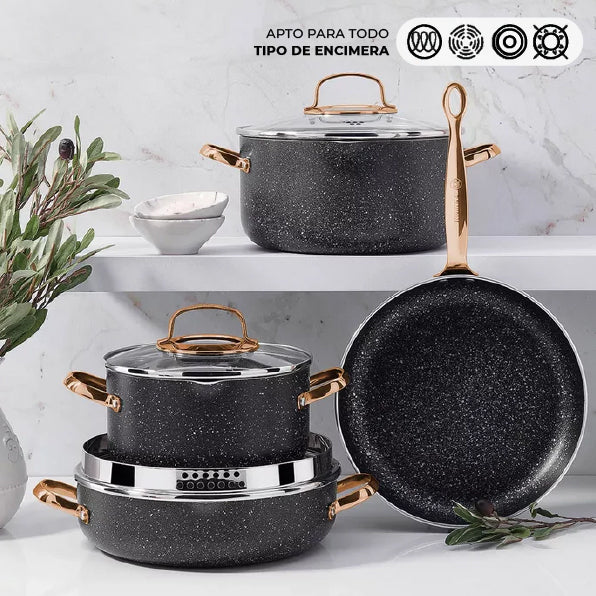 2025 Galaksi Roségold 7-teiliges Kochgeschirrset A1372 KORKMAZ