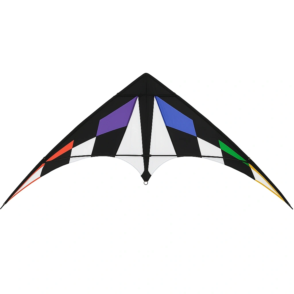 4-Leiner-Drachen, geometrisches Design, schwarz/lila/stahlfarben, für den Außenbereich, 180 cm x 60 cm x 3 cm - TjLOHns212tE