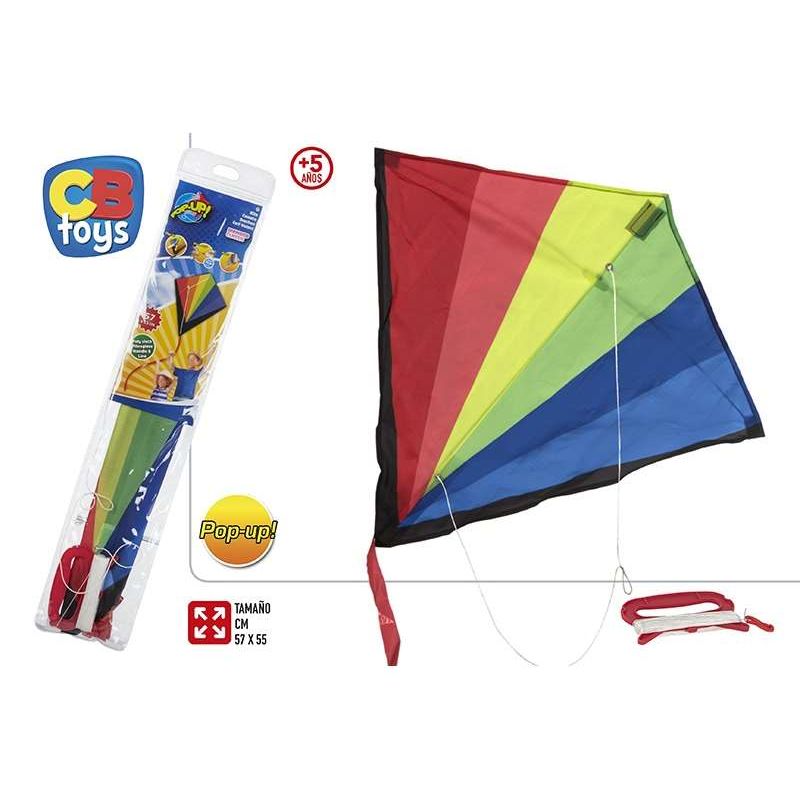 Color Baby - Klassischer Diamant-Pop-up-Nylon-Drachen 57 cm, mehrfarbig, 57 x 55 cm (43494)