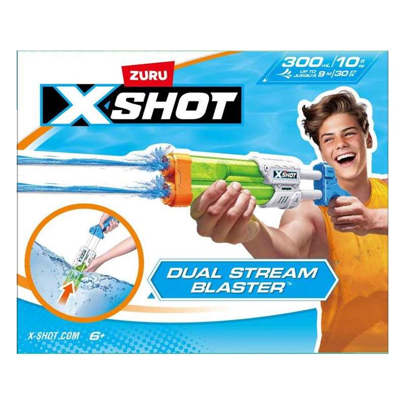 X-shot Small Quad Stream Blaster Wasserpistole mit zwei Läufen 13,2 x 40,2 x 5,3 cm - Verschiedene Modelle