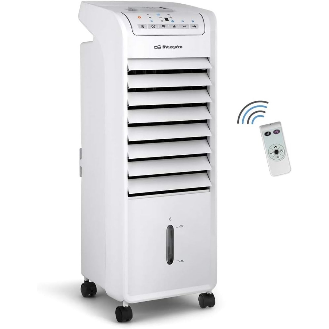 Orbegozo Air 46 Verdunstungs-Klimaanlage 3-in-1, 3 Geschwindigkeitsstufen, Timer, Kaltwasserspeicher, 6-Liter-Tank, Fernbedienung, leise, 55 W, Kunststoff/Metall