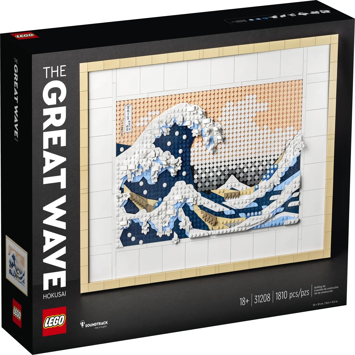 LEGO Art Hokusai – Die große Welle, 3D-Wandbild im japanischen Stil, gerahmtes Bild für die Dekoration von Zuhause oder Büro, Kreativ-Bastelset, 31208