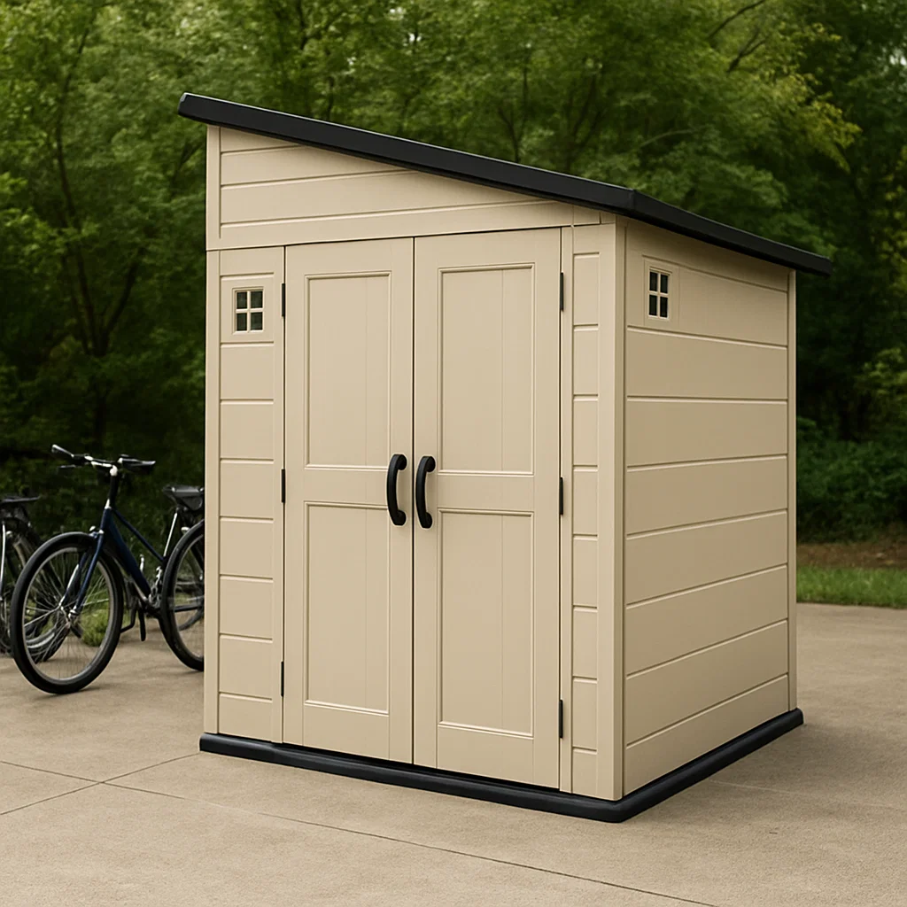 Abri de jardin beige et noir, matériau composite, extérieur, 185 × 155 × 200 cm GtUlXGL212dN