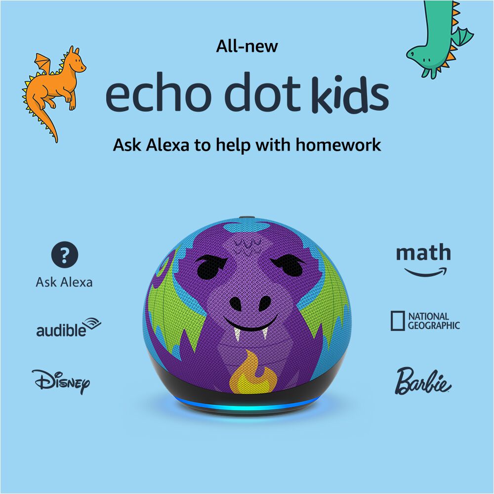 Amazon – Echo Dot Kids (5. Generation, Erscheinungsdatum 2022) mit Alexa – Feuerdrache
