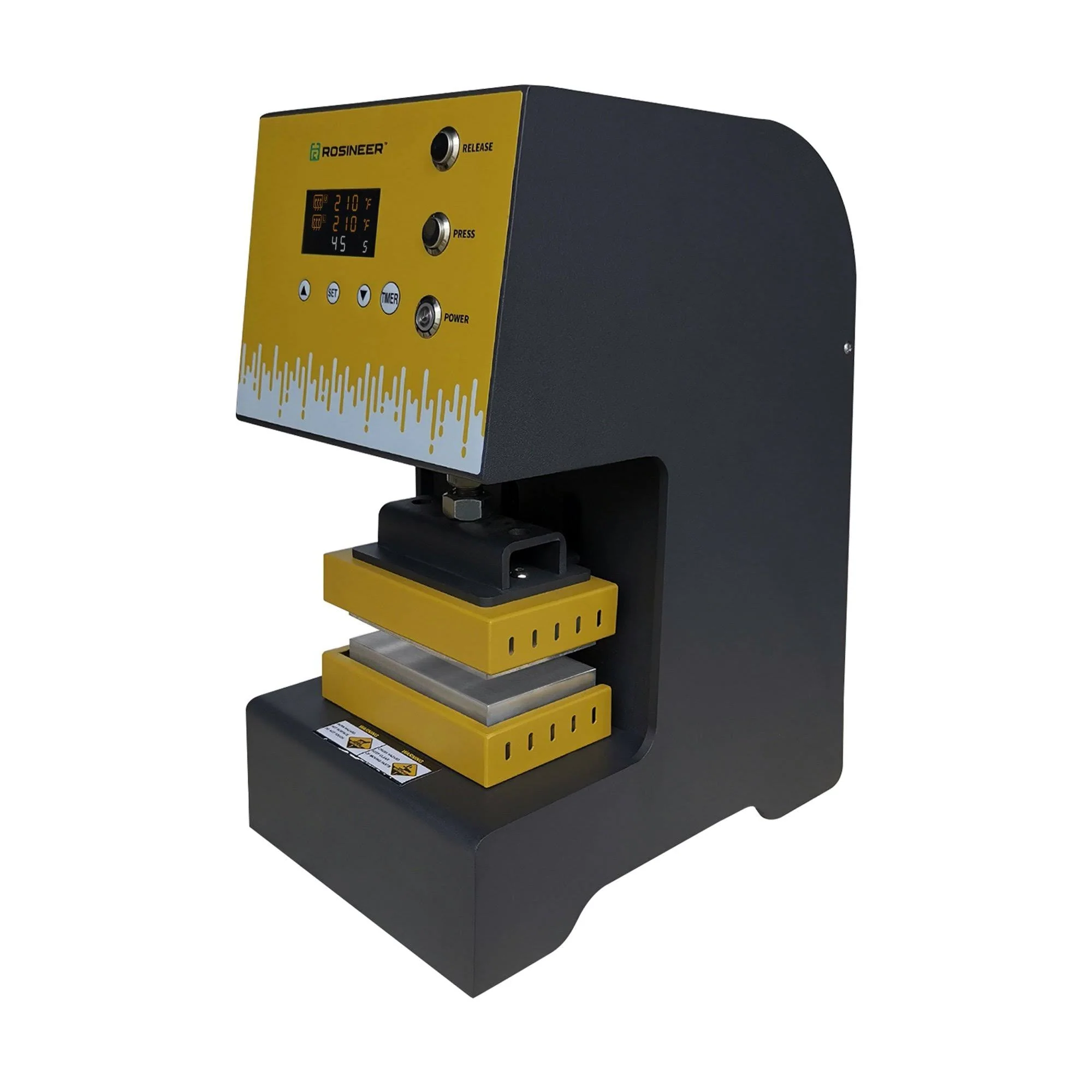 Rosineer Auto Hybridpresse 2025. 4 Tonnen. Plattengröße: 7,6 x 12,7 cm.