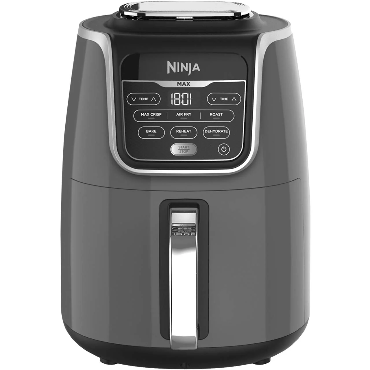 Ninja AF160UK Maxi Heißluftfritteuse 5,2 l (Modelljahr 2025). 6-in-1-Funktion. Ölfrei. Funktionen: Heißluftfrittieren, Knusprig frittieren, Braten, Backen, Aufwärmen, Dörren. Familiengröße. Digitalanzeige. Direktes Garen von Tiefkühlkost. Antihaftbes