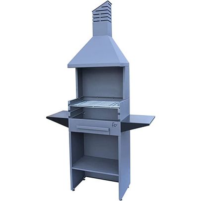 Flores Cortes – Gartengrill für Holz und Holzkohle mit 800 mm Abzugshaube. 3 Höhen.