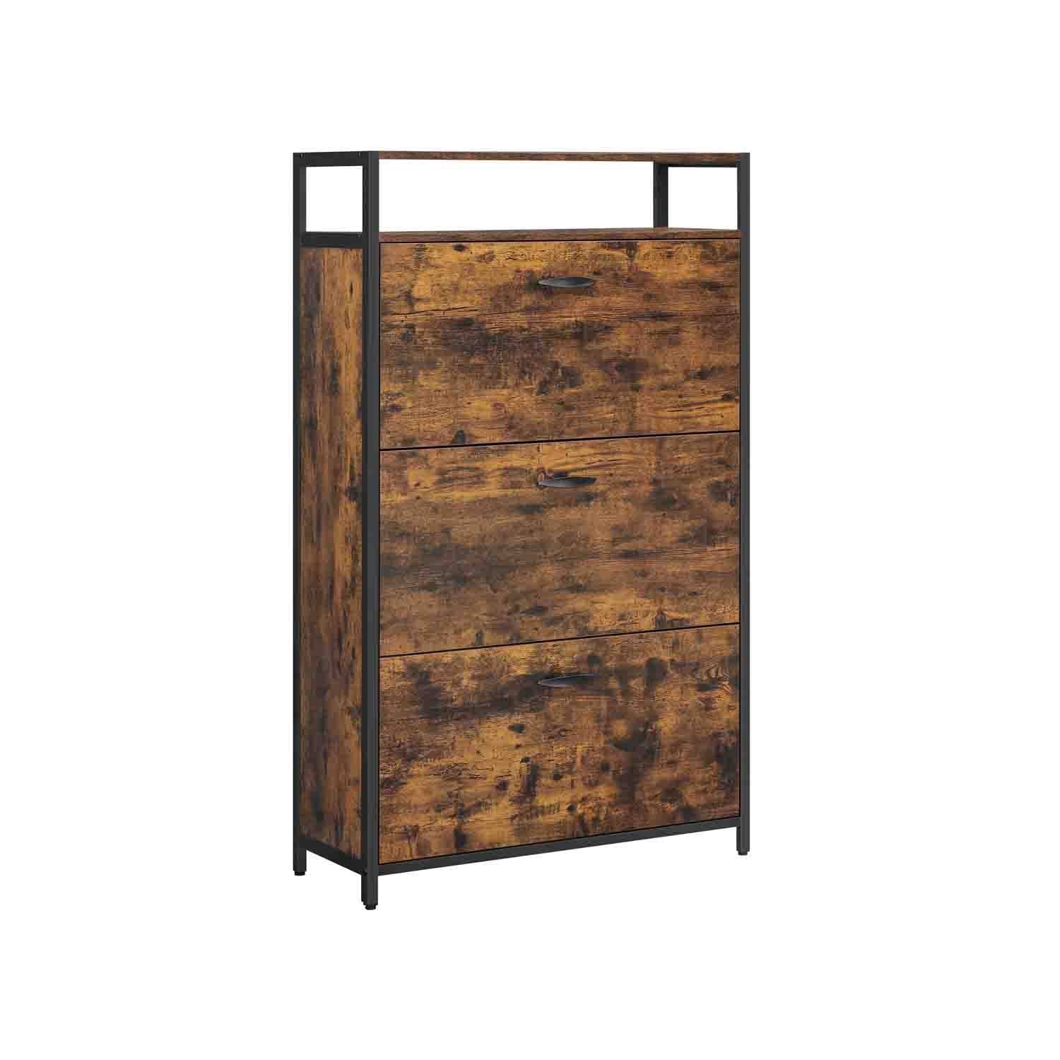 Rustikaler Schuhschrank in Braun und Schwarz