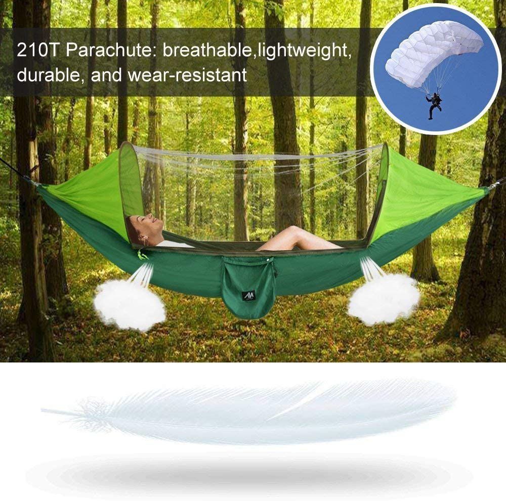 Ayamaya Camping-Hängematte mit Moskitonetz und Sonnenschutzgewebe + wiederaufladbarer Campingventilator mit LED-Beleuchtung