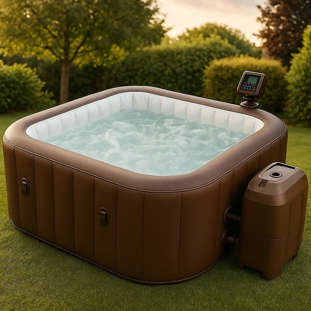 Aufblasbarer Whirlpool 180x180x70 cm, quadratisch, 4 Sitze, braun/weiß, ICxwypx364JT